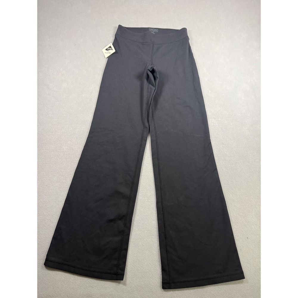 Athleta Supplex Wide Leg Yoga Pants Black Mid Rise Athletic Trousers Womens S